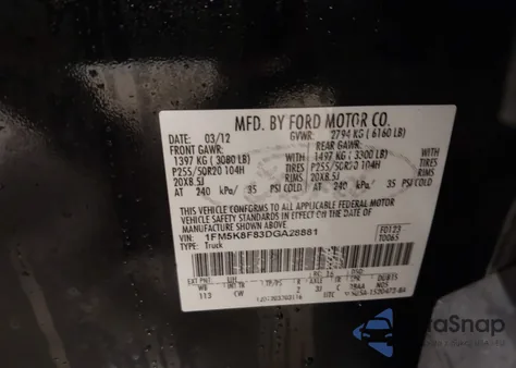 2013 Ford Explorer Limited из США, поврежденный, VIN 1FM5K8F83DGA28881